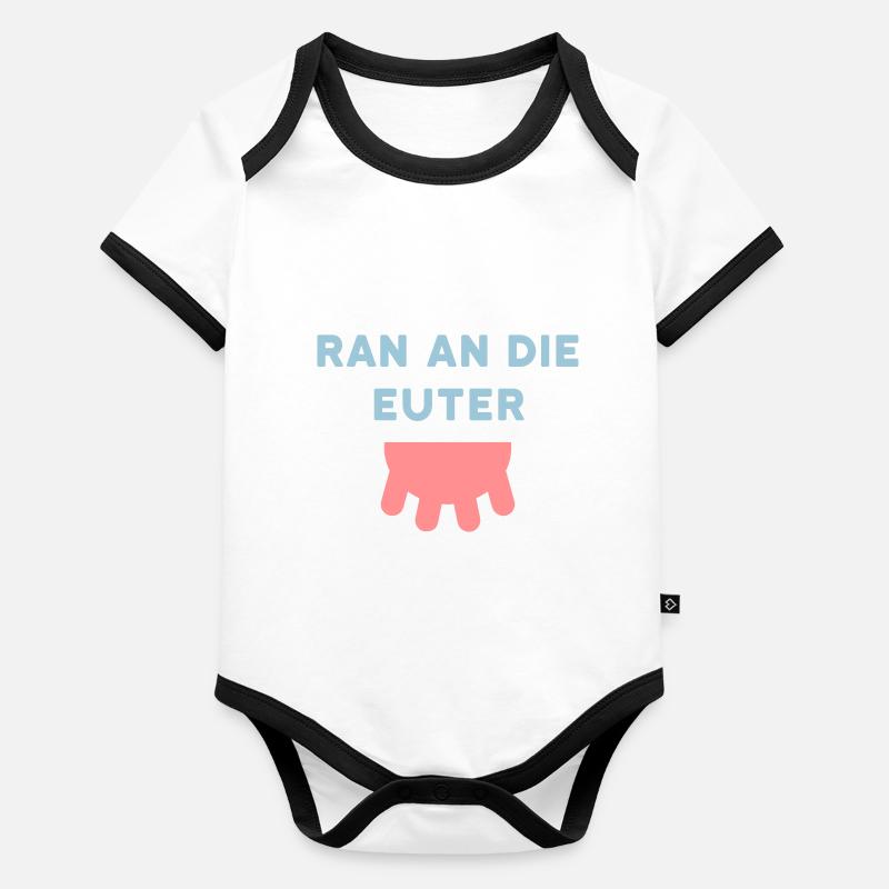 ★ Designfarben änderbar ★ Ran an die Euter, Zitzen Baby Bio-Kurzarm-Kontrastbody