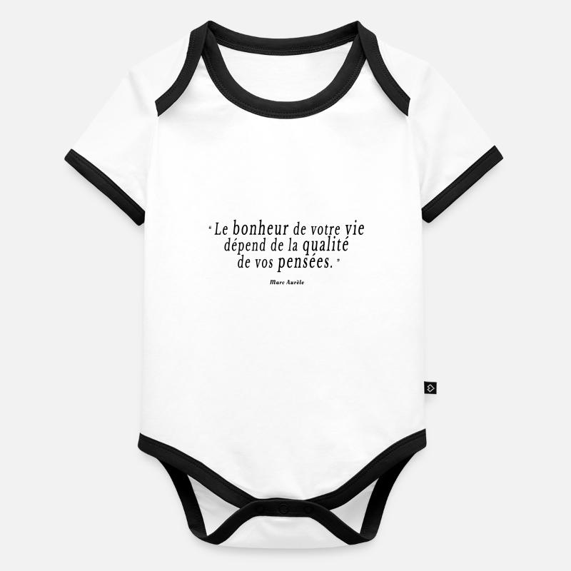 citation Marc Aurèle bonheur vie philo sagesse Body Bébé bio contrasté manches courtes