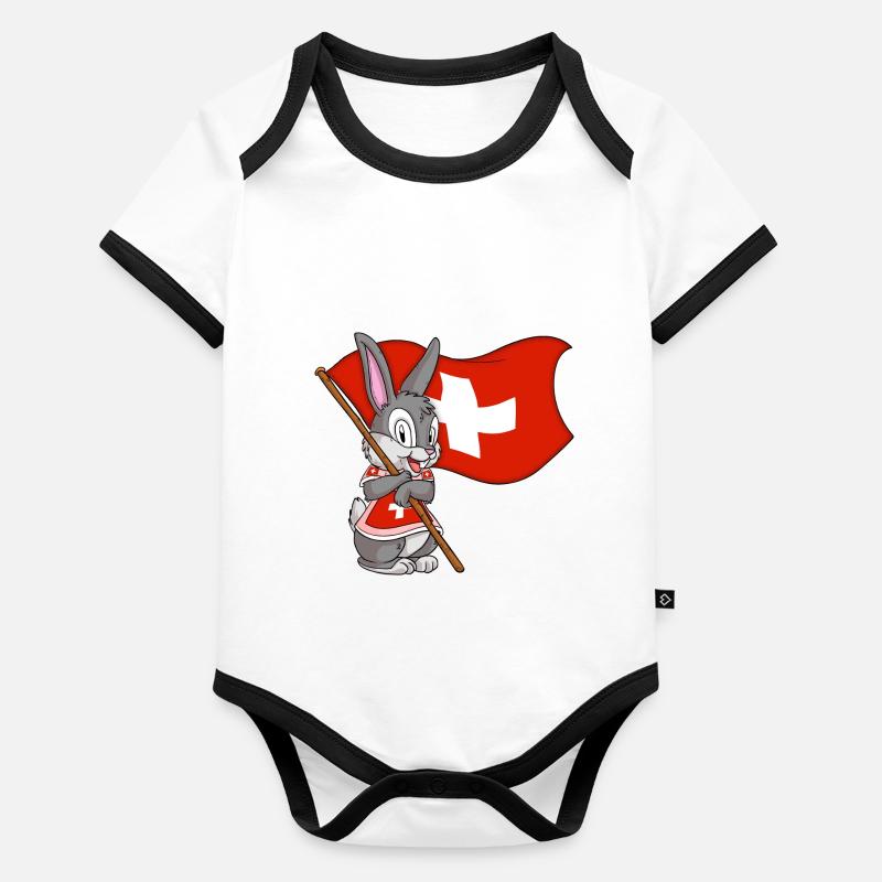 Lapin suisse Body Bébé bio contrasté manches courtes
