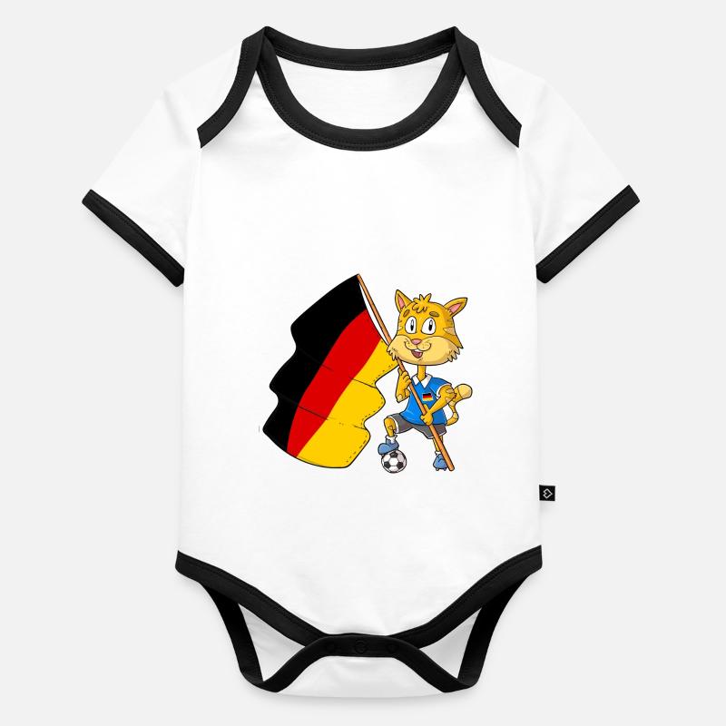 Chat fan allemand Body Bébé bio contrasté manches courtes