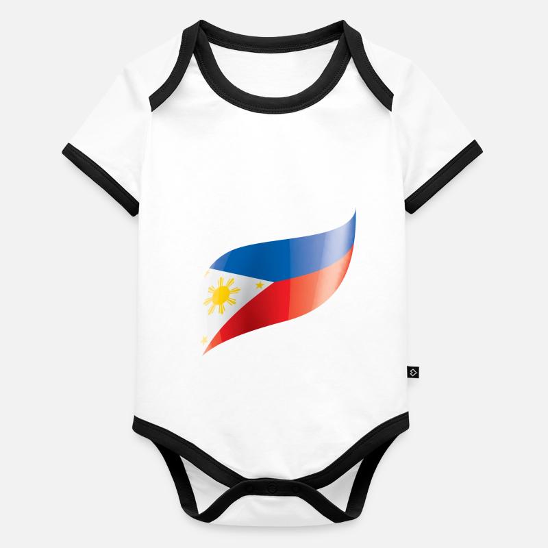 Le drapeau des Philippines agité Body Bébé bio contrasté manches courtes