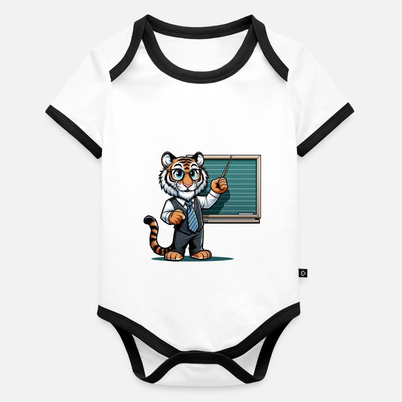 Professeur de tigre mignon Body Bébé bio contrasté manches courtes