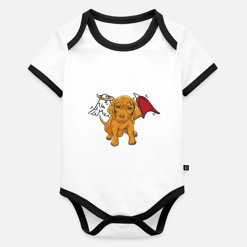 Dog Pets Angel Devil Wings Dogs Devilish Organic Baby Contrasting Bodysuit