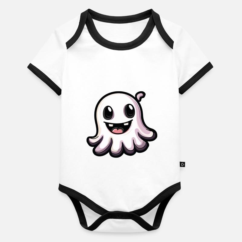 Geist Halloween Niedlich Comic Baby Bio-Kurzarm-Kontrastbody