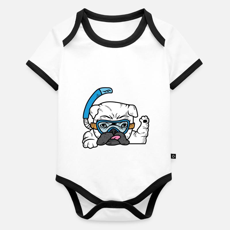 Plongée bouledogue. Parent de chien. Poison Body Bébé bio contrasté manches courtes