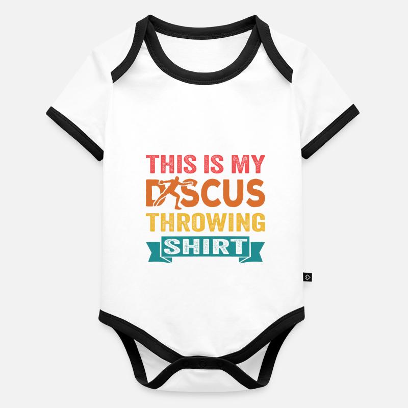 Diskus Athlete Vintage Retro Discus Werfer Baby Bio-Kurzarm-Kontrastbody
