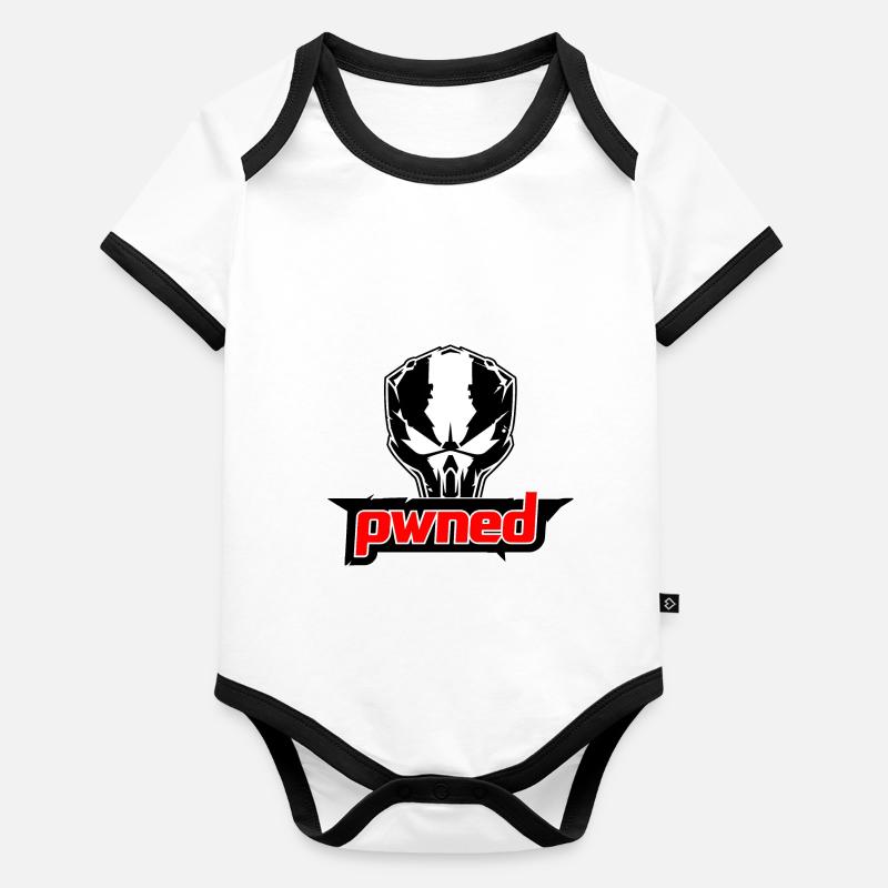 "Pwned" Power Apparel Skull Organic Baby Contrasting Bodysuit