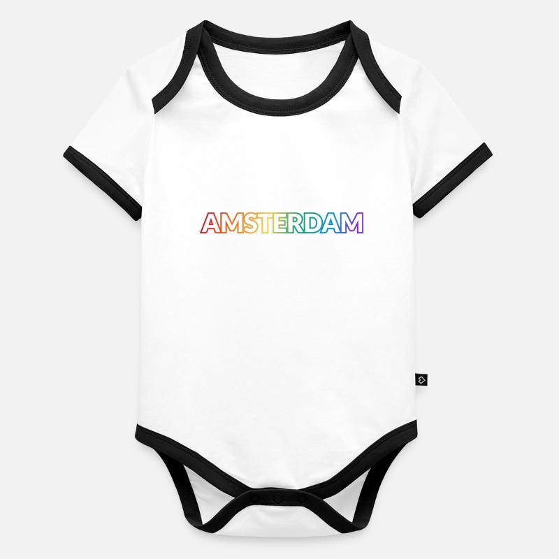Schwuler Amsterdamer Regenbogen Baby Bio-Kurzarm-Kontrastbody