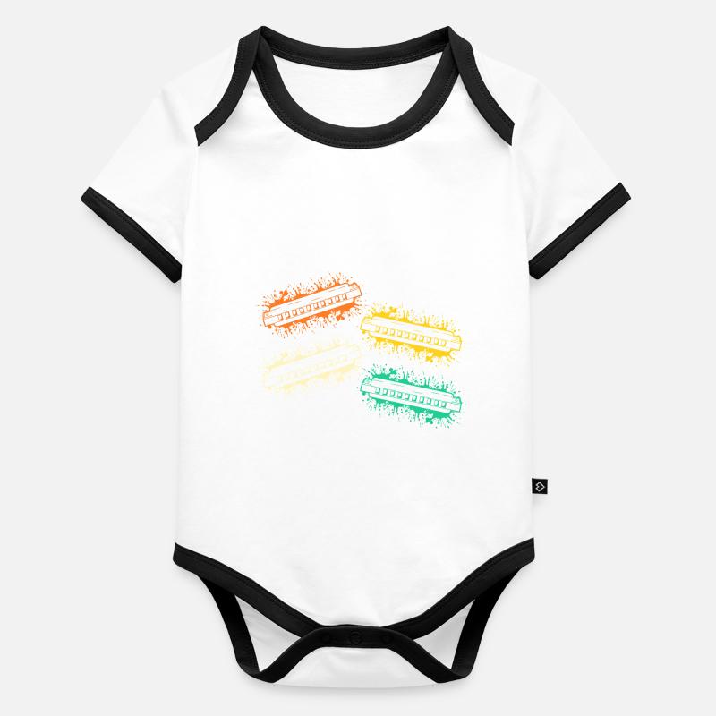 Harmonika Mundharmonika Baby Bio-Kurzarm-Kontrastbody