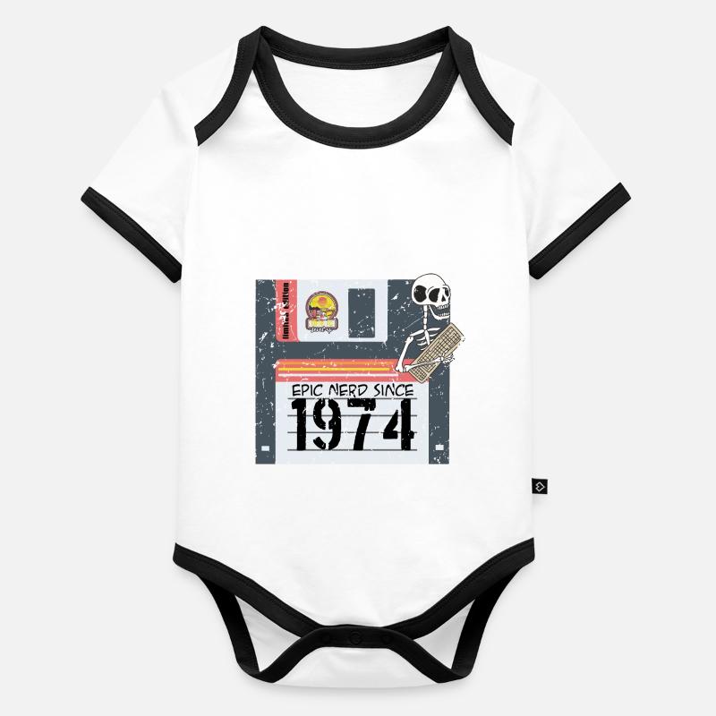 Nerd birthday 1974 Organic Baby Contrasting Bodysuit