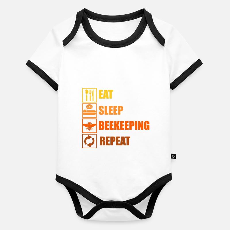 Eat Sleep Beekeeping Repeat Baby Bio-Kurzarm-Kontrastbody