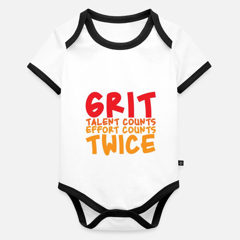 Grit Talent Counts, Effort Counts Twice 2 Organic Baby Contrasting Bodysuit