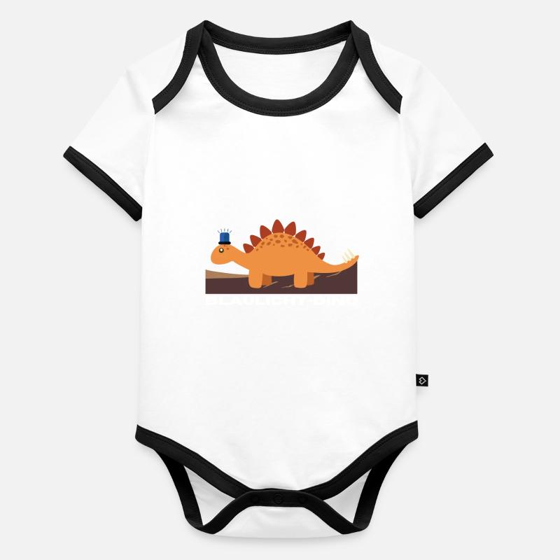 Blaulicht-Dino | Stegosaurus, Geschenkidee - Baby Bio-Kurzarm-Kontrastbody - undefined