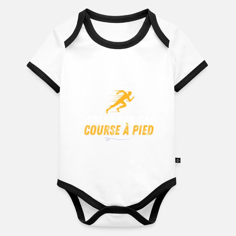 Je Peux Pas J ai course a pied Body Bébé bio contrasté manches courtes