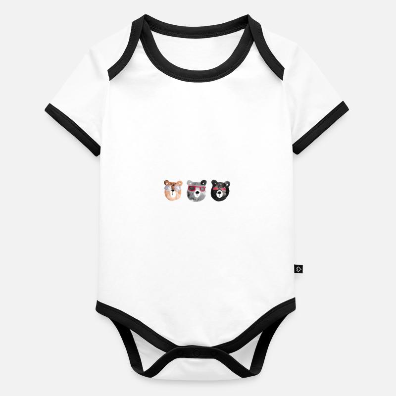 Coole Bären Baby Bio-Kurzarm-Kontrastbody