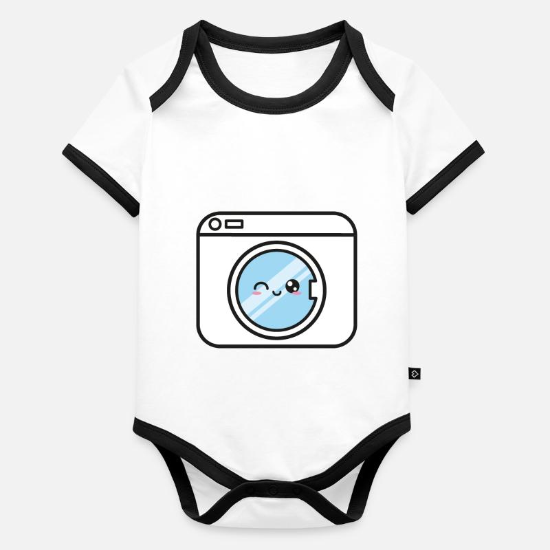 Machine à laver Kawaii Drôle doux Body Bébé bio contrasté manches courtes