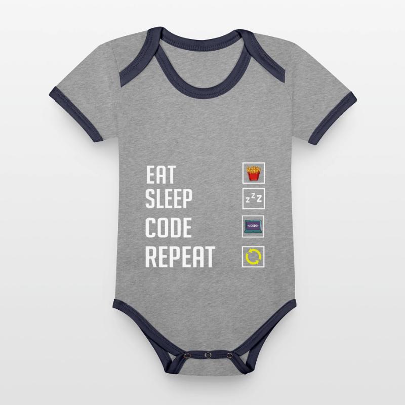 Programmeur Programmation Ordinateur Développeur Pc Body Bébé bio contrasté manches courtes
