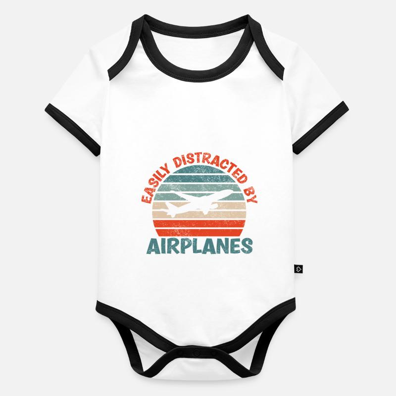 Légèrement dérangé par Airplan Funny Body Bébé bio contrasté manches courtes