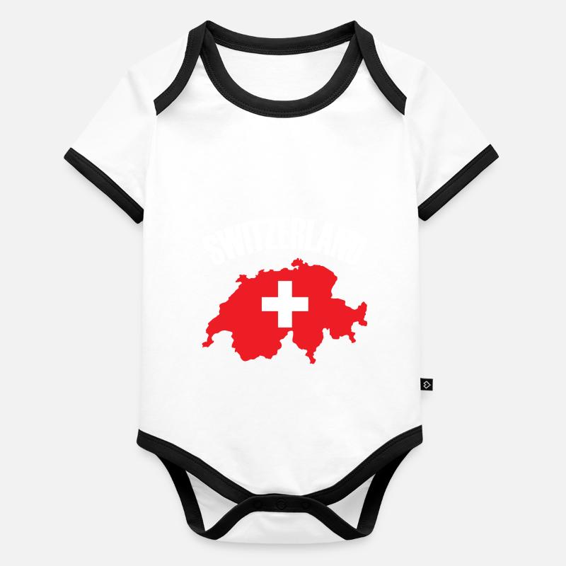Suisse Carte Drapeau Suisse Body Bébé bio contrasté manches courtes