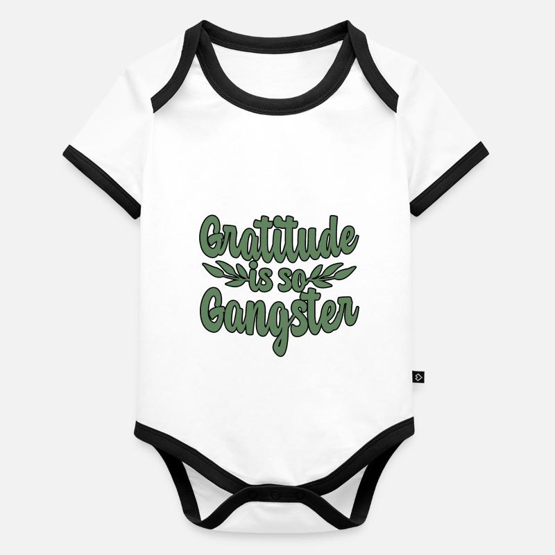 Gratitude Is So Gangster 4 Baby Bio-Kurzarm-Kontrastbody