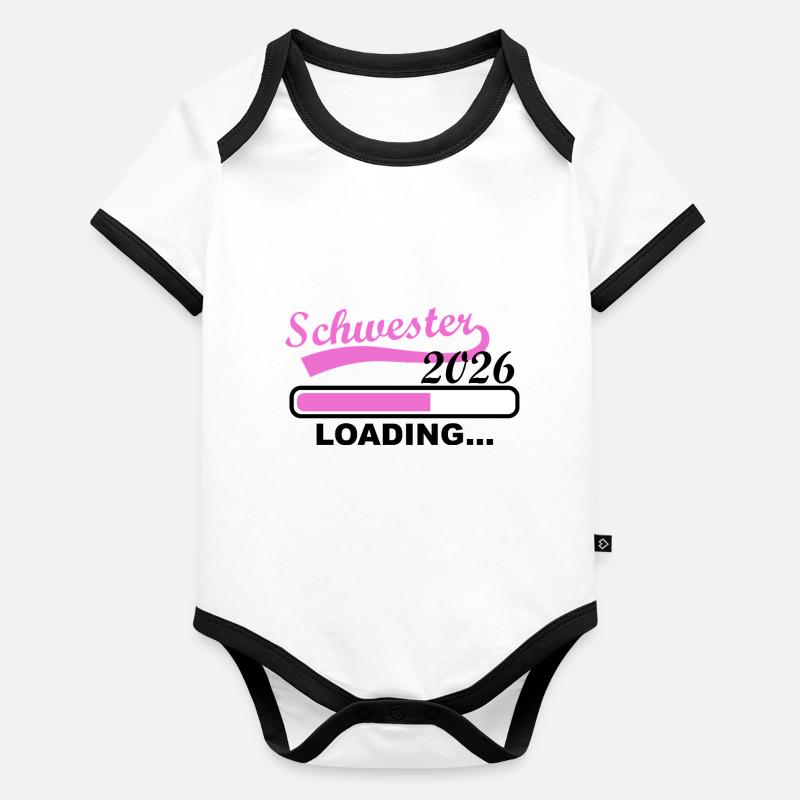 Schwester 2026 Loading Fortschritt Baby Bio-Kurzarm-Kontrastbody