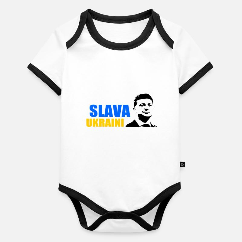 Slava ukraini Body Bébé bio contrasté manches courtes