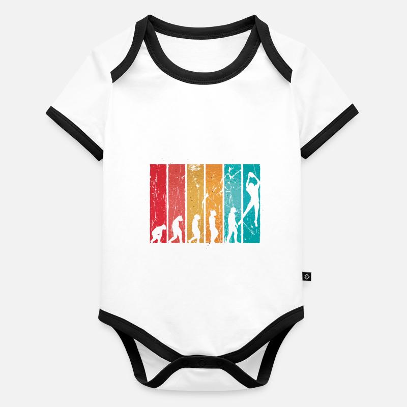 Rugby Ball Sport Player Retro Evolution Rugby Team Body Bébé bio contrasté manches courtes
