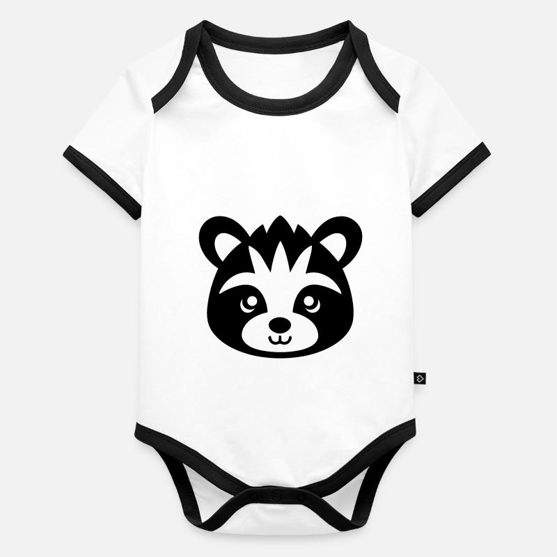 Panda roux Body Bébé bio contrasté manches courtes