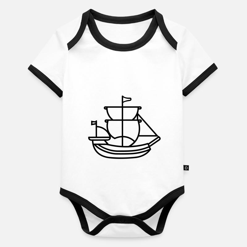 Bateau pirate Body Bébé bio contrasté manches courtes