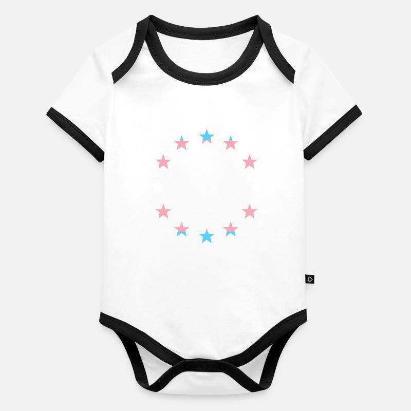Drapeau europe drapeau arc-en-ciel transgenre Body Bébé bio contrasté manches courtes
