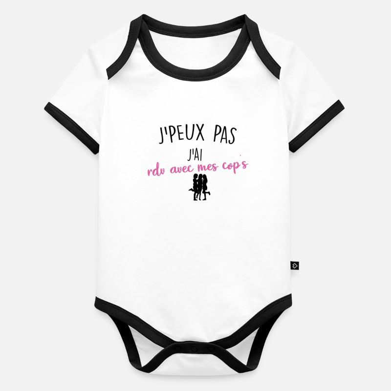 j'peux pas j'ai rdv avec mes cop's - Body Bébé bio contrasté manches courtes -