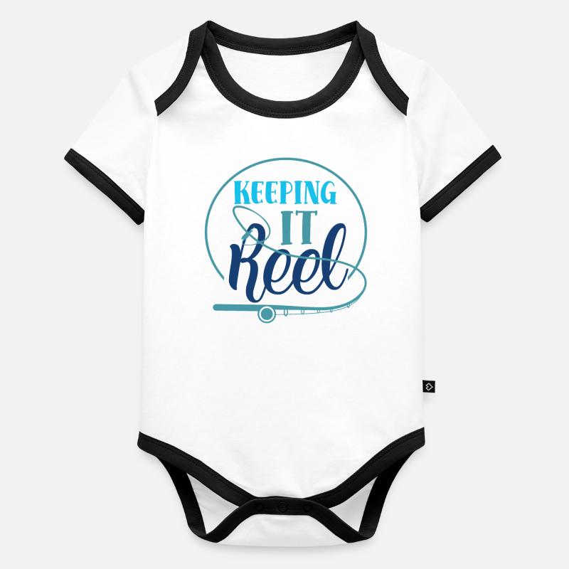 Keeping It Reel Lustiger Angelslogan Baby Bio-Kurzarm-Kontrastbody