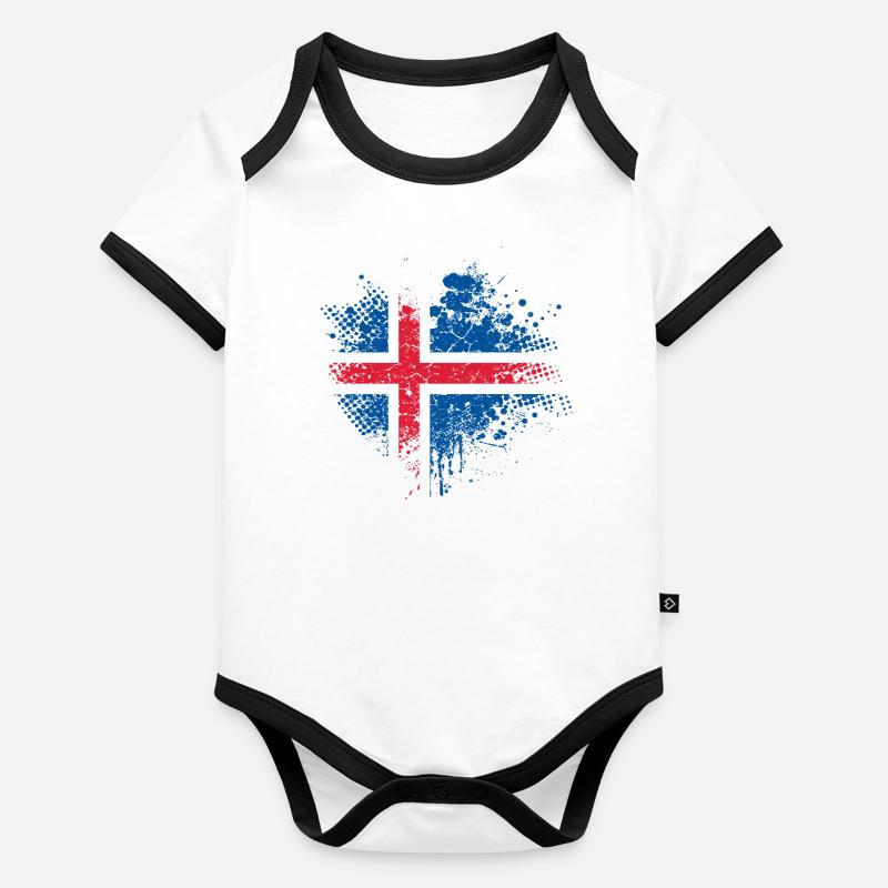 Drapeau de l’Islande Body Bébé bio contrasté manches courtes