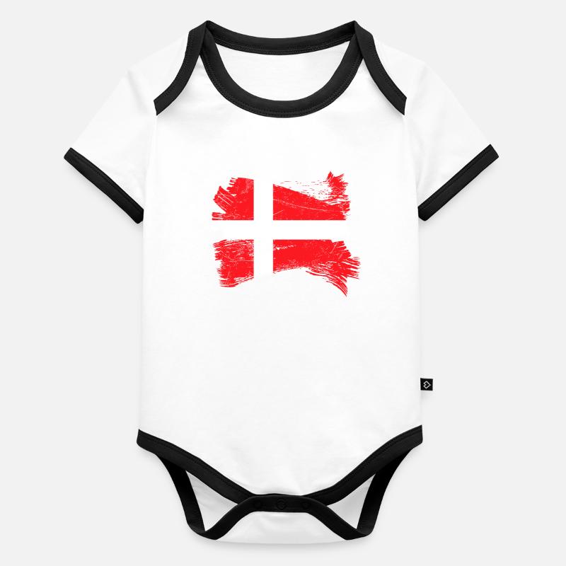 Danemark Drapeau Body Bébé bio contrasté manches courtes