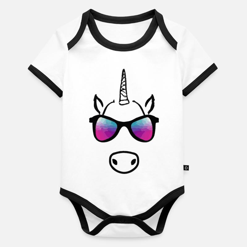 Einhorn mit Sonnenbrille Geschenkidee Baby Bio-Kurzarm-Kontrastbody