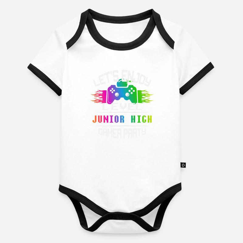 Level JUNIOR HIGH keep calm and game on Organic Baby Contrasting Bodysuit