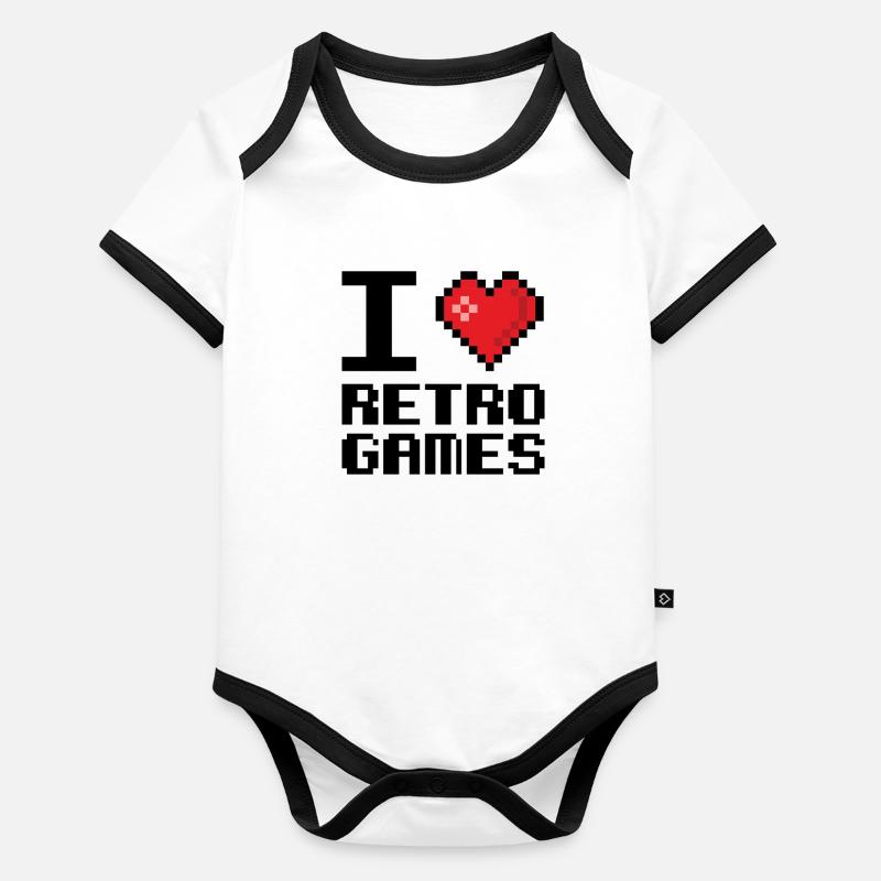 J’adore Retro Games Retrogaming Videogame Body Bébé bio contrasté manches courtes