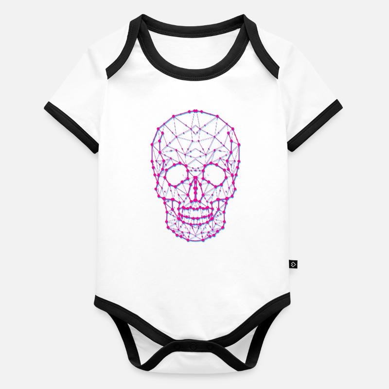 Crâne polygonal Body Bébé bio contrasté manches courtes
