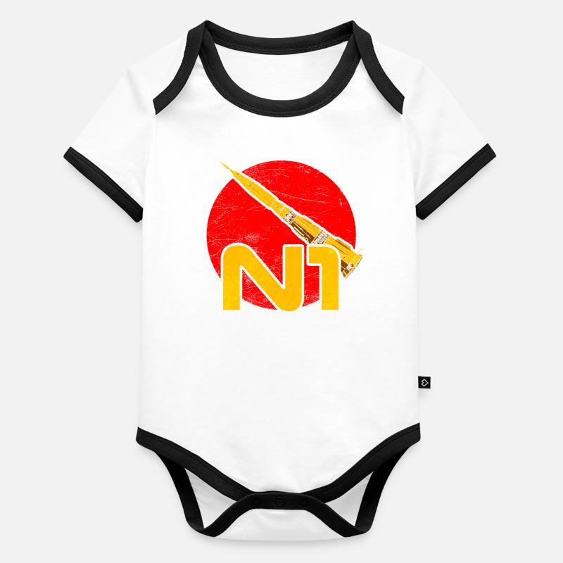 N1 Moon Rocket Soviet Union Organic Baby Contrasting Bodysuit