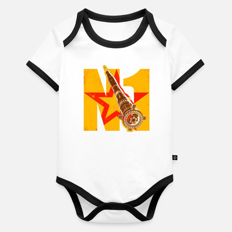 N1 Moon Rocket Soviet Union Organic Baby Contrasting Bodysuit