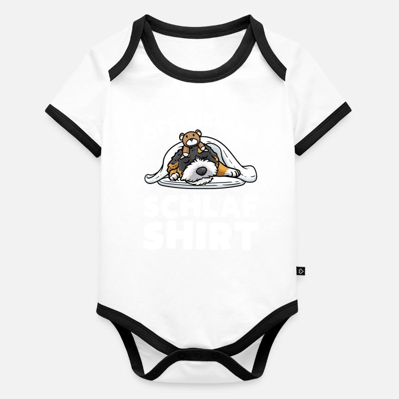 Bernedoodle Hund Mit Kuscheltier Schlaf Schlummern Baby Bio-Kurzarm-Kontrastbody