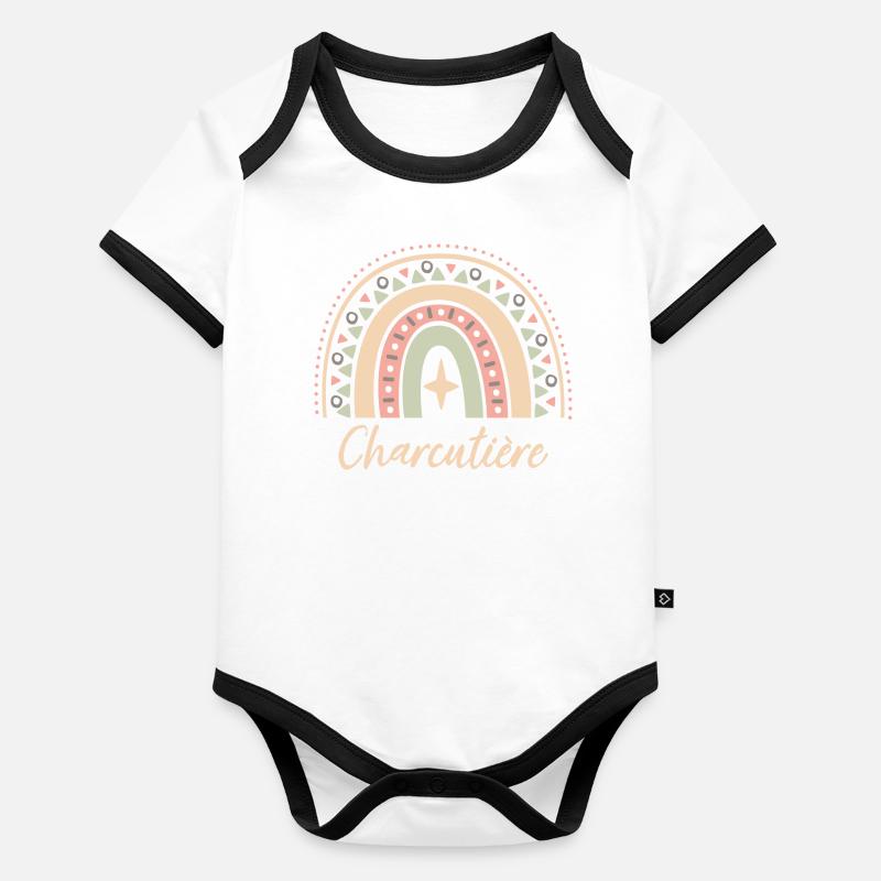 Cadeau Charcutière. Boho Rainbow charcutière. Body Bébé bio contrasté manches courtes