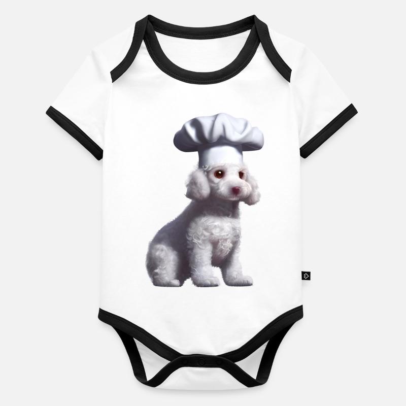 Caniche Chien Propriétaire Cuisiniers Caniche Chiot Chien Chiot Body Bébé bio contrasté manches courtes