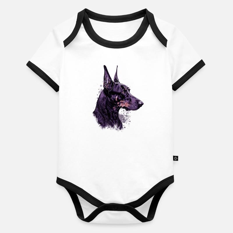 Stolzer Dobermann Baby Bio-Kurzarm-Kontrastbody