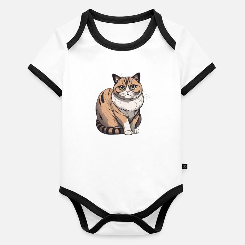 Gros chat chat Body Bébé bio contrasté manches courtes