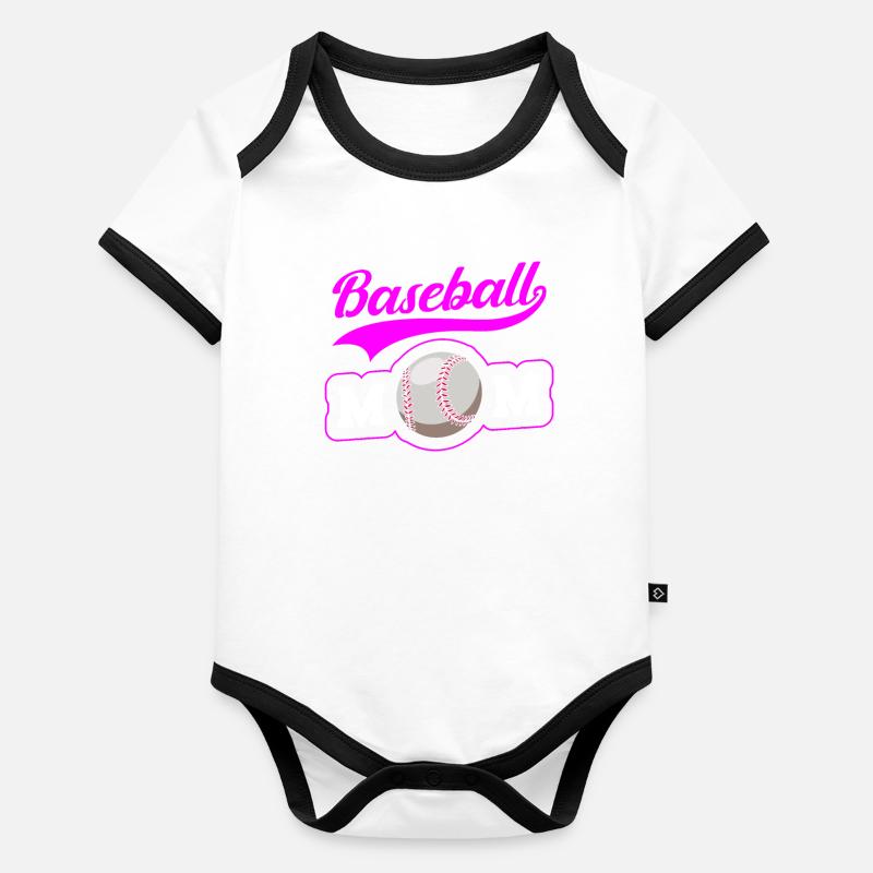 Baseball Mom, Baseball Mom Organic Baby Contrasting Bodysuit