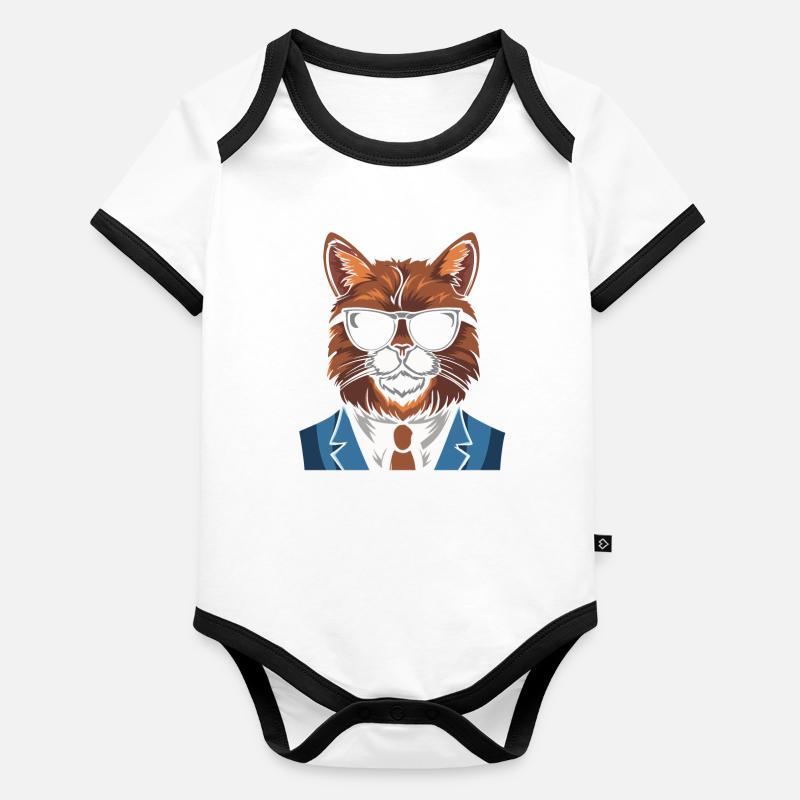 Katze Anzug Baby Bio-Kurzarm-Kontrastbody