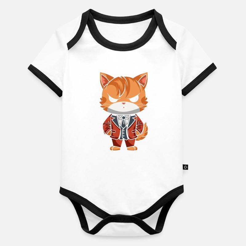 Katze Anzug Baby Bio-Kurzarm-Kontrastbody