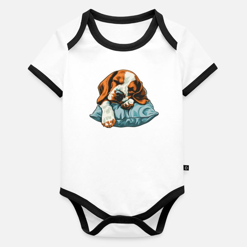 Sleeping Beagle Organic Baby Contrasting Bodysuit