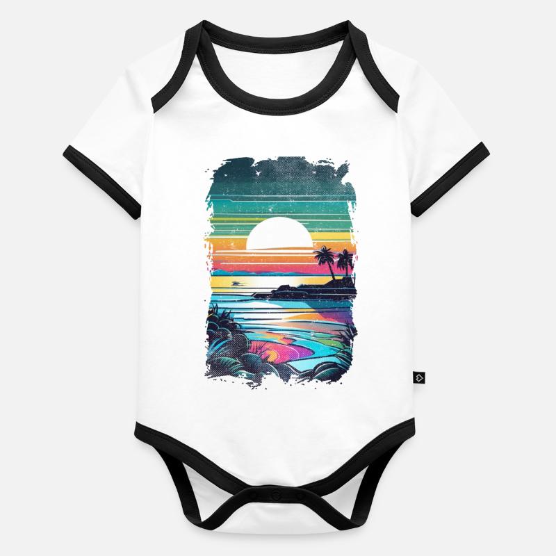 Strandurlaub Sonne Meer Baby Bio-Kurzarm-Kontrastbody
